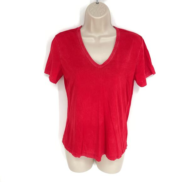 Cotton Citizen Womens NEW Standard V Neck Tee T-Shirt Short Sleeve Size S Red - Picture 1 of 7